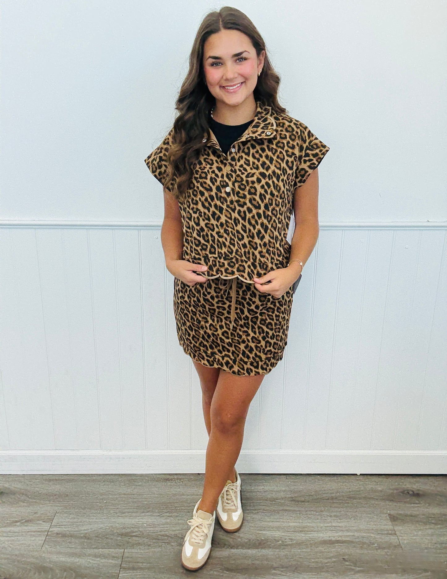 Animal Attraction Scalloped Trim Blouse (Reg.)