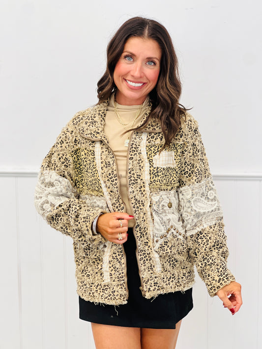 POL-Tan Leopard Zip Up Jacket (Reg.)