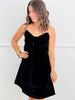 Strapless Black Velvet Bow Mini Dress (Reg & Plus)