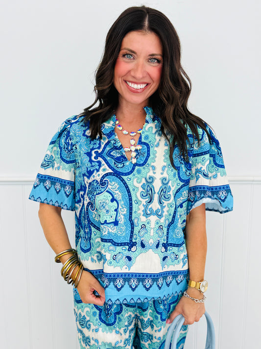 Blue Mix Print Blouse (Reg.)