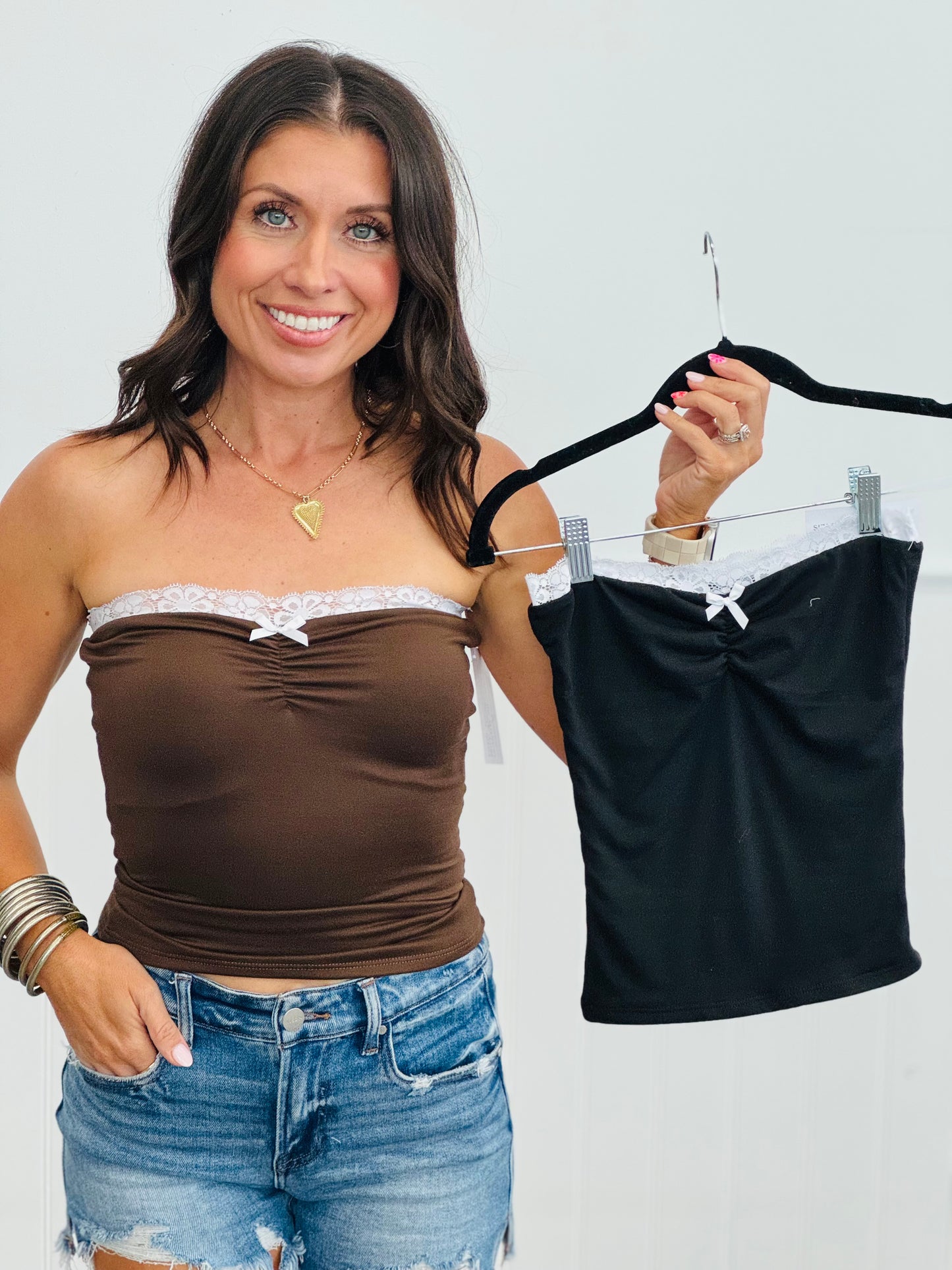 Lace Trim Tube Top (Reg.) - 2 Colors