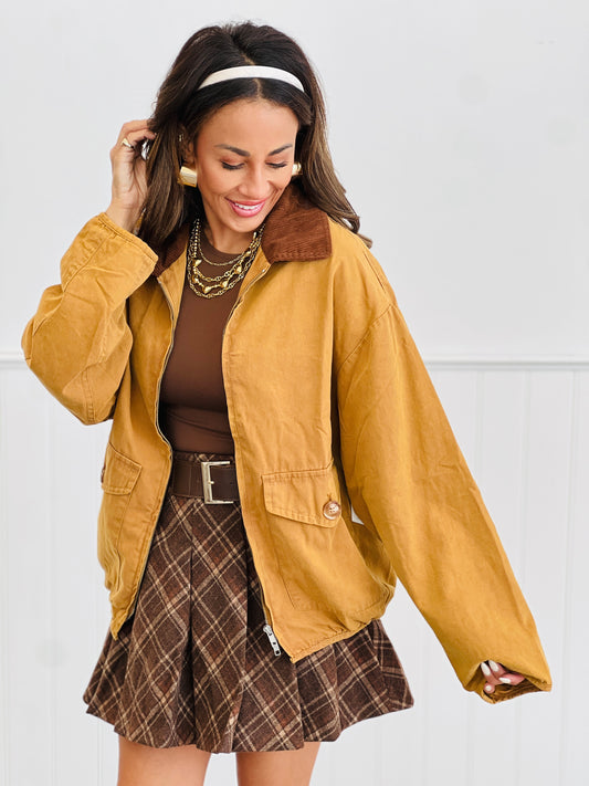 Coco Brown Contrast Collar Jacket (Reg.)