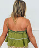 POL Moss Green Gauze Ruffled Lace Cami Top (Reg.)