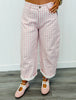 Light Pink Gingham Twill Barrel Pants (Reg.)