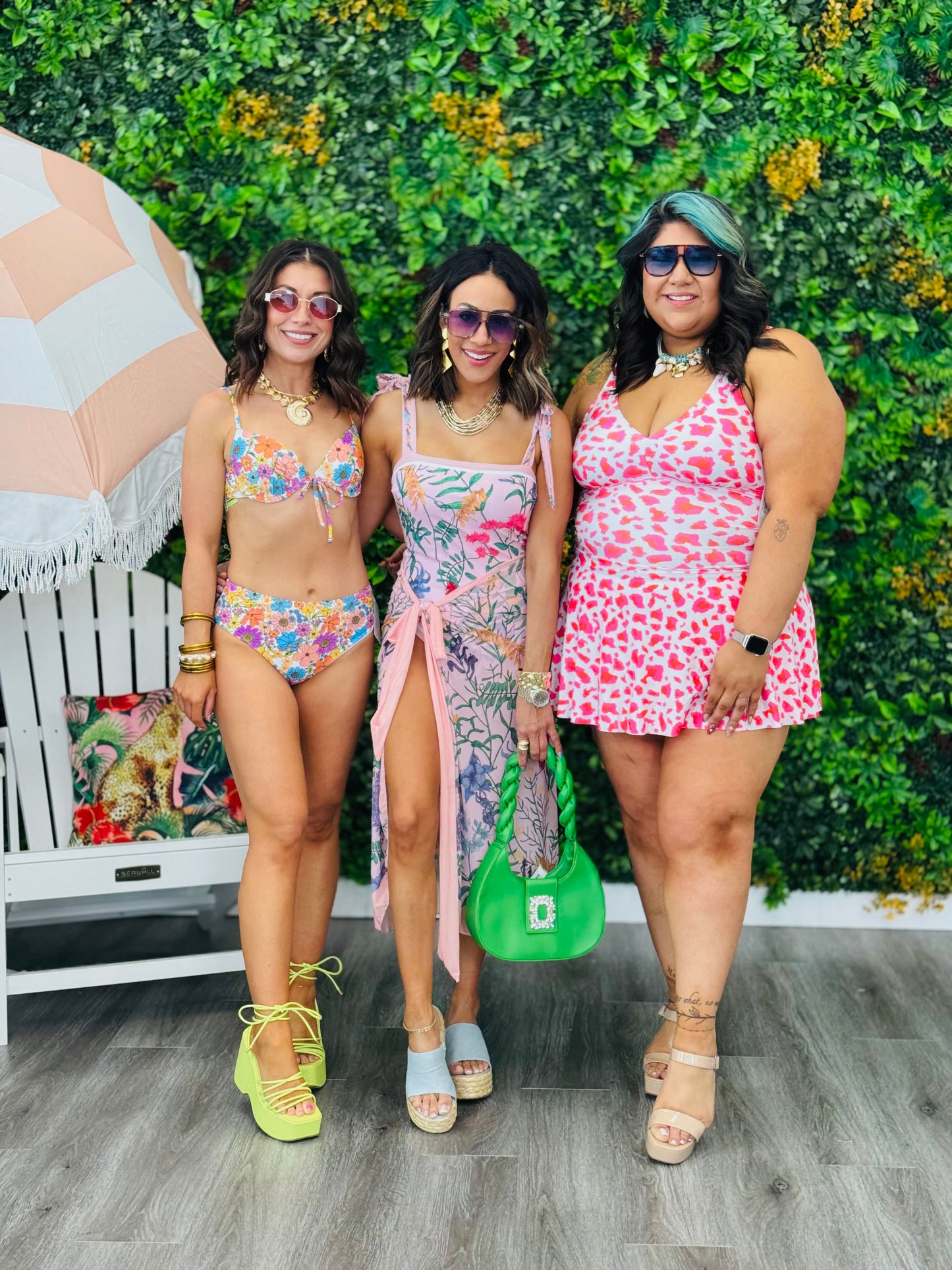 White/Pink Spotted Leopard Mini Dress (Reg. & Plus)