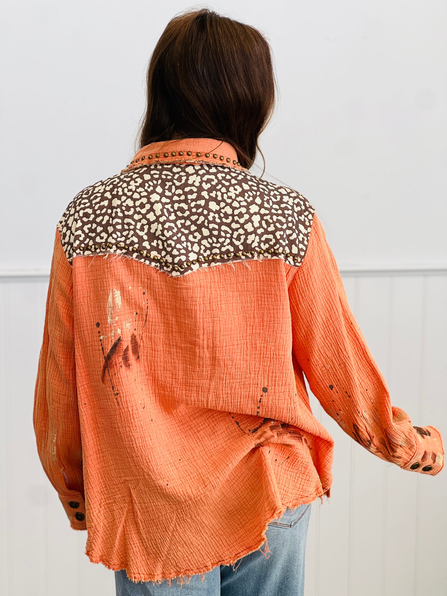 POL Burnt Orange Studded Button Down Shacket (Reg.)