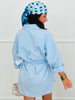 Blue Button Down Mini Shirt Dress (Reg. and Plus)