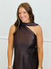 Brown Satin One Shoulder Maxi Dress ( Reg.)