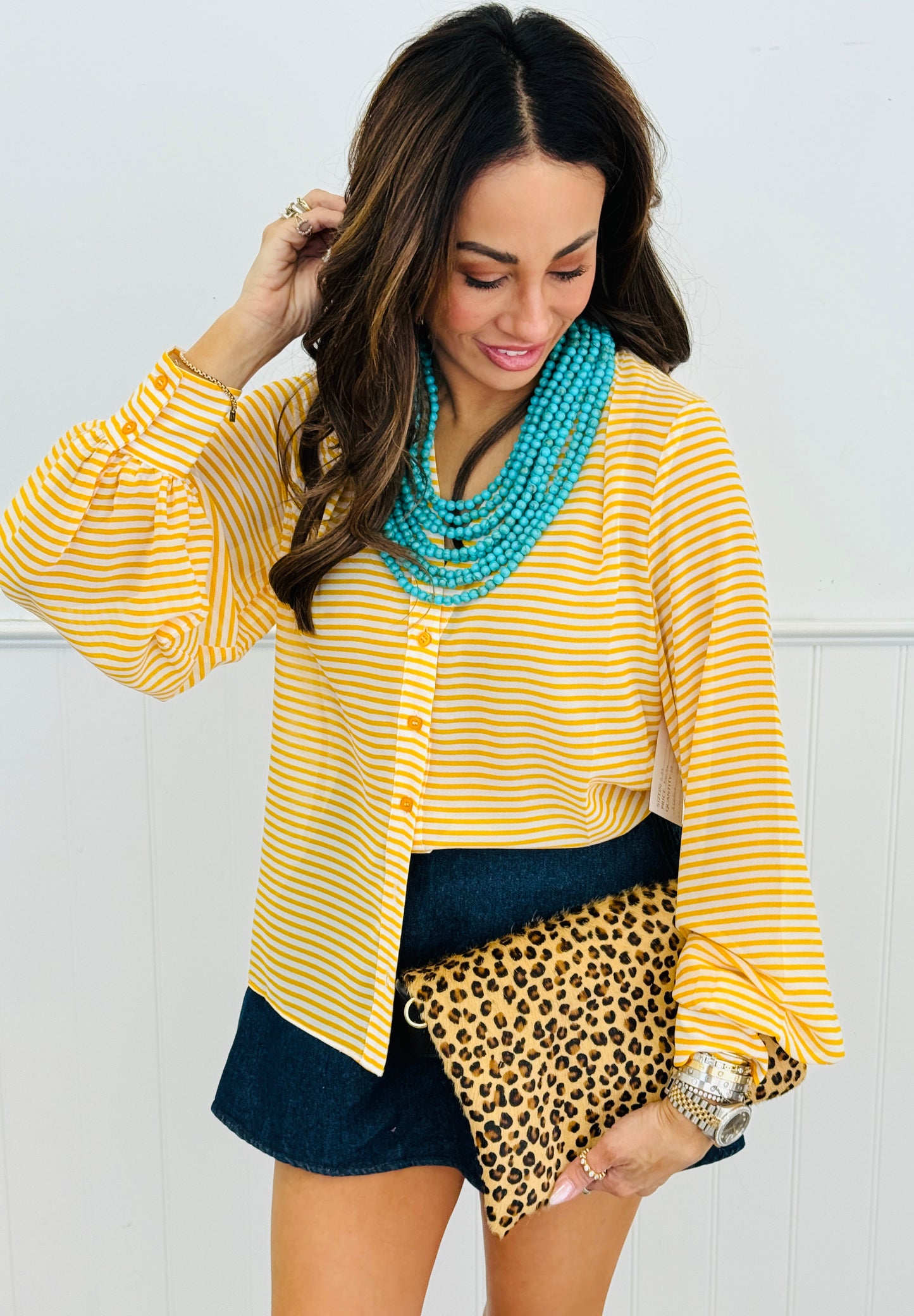 Striped Semi Sheer Blouse (Reg & Plus)-2 Colors