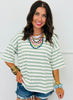 Short Sleeve Striped Top (Reg & Plus)-5 Colors
