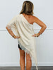 Beige Asymmetrical Lace Hem Blouse (Reg.)