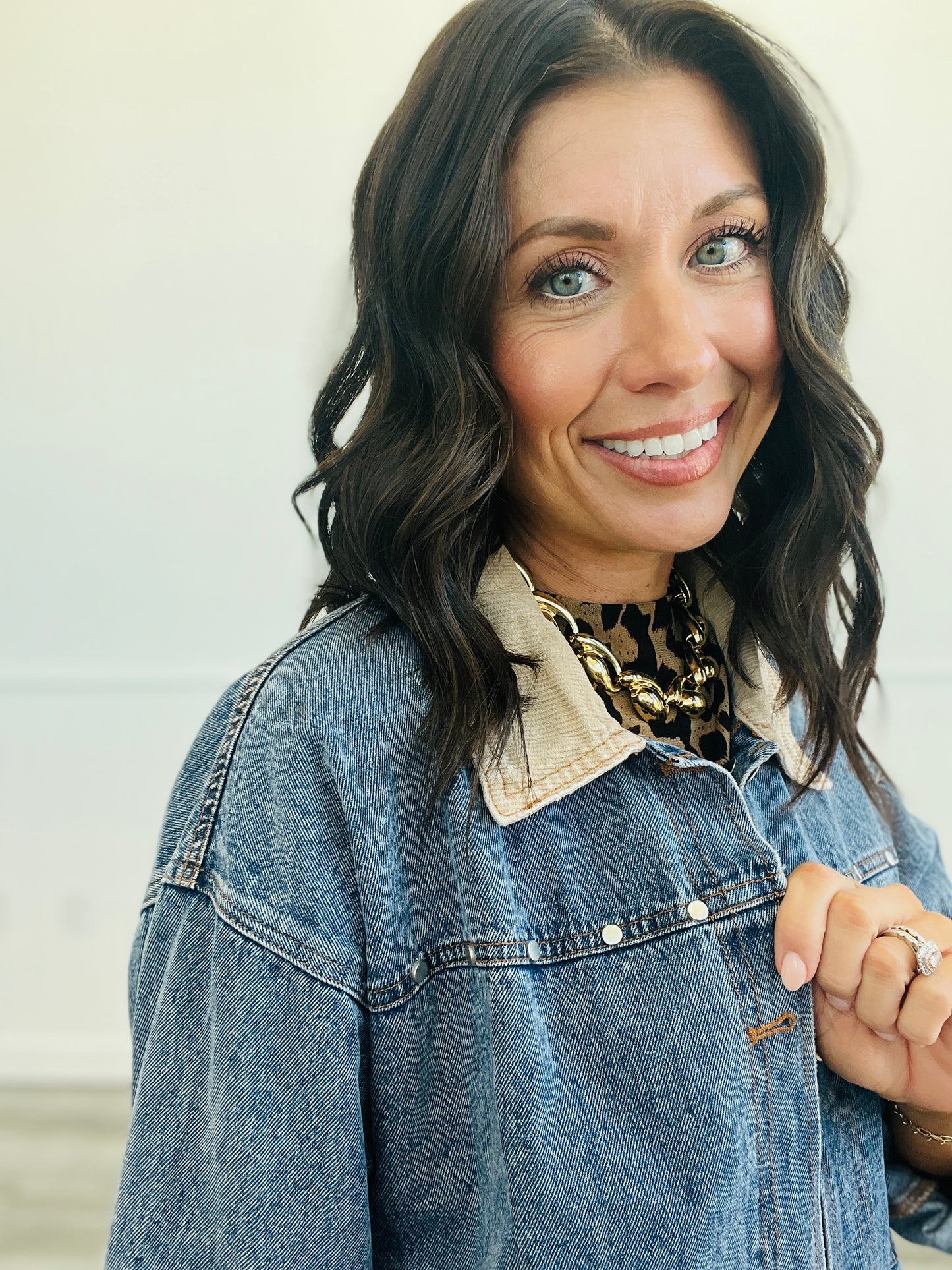Denim Studded Barn Jacket (Reg.)