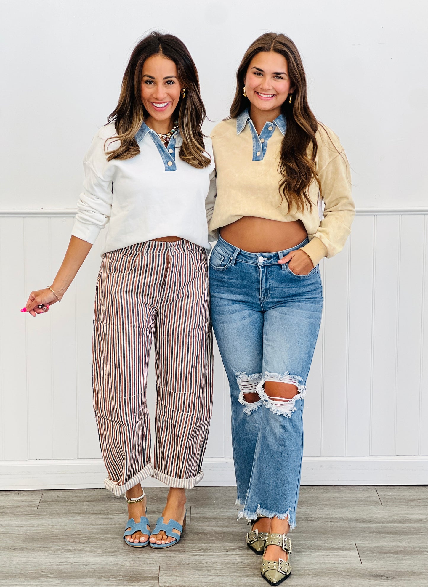 Burnt Sienna Stripe Barrel Pants (Reg.)