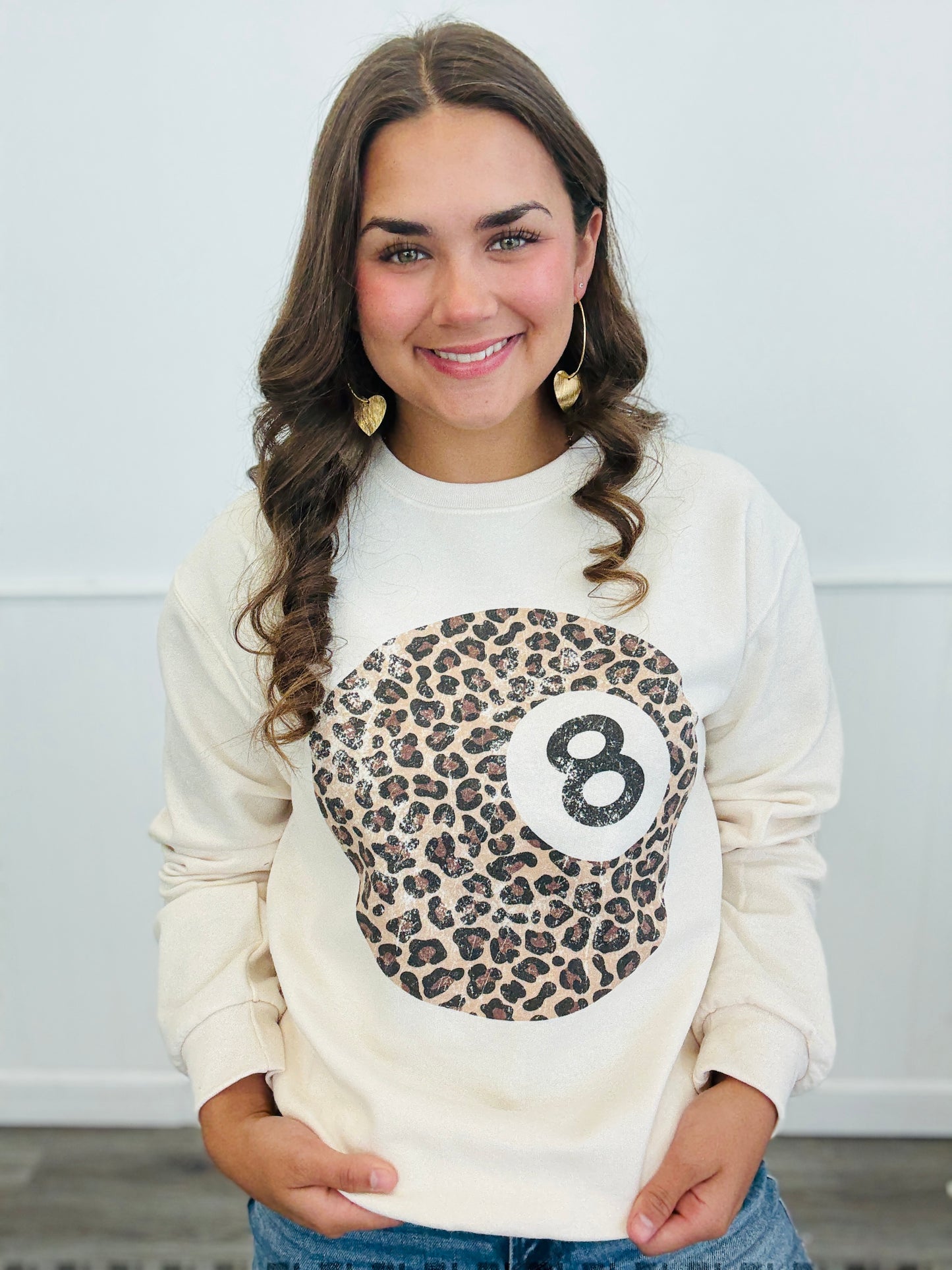 Leopard 8 Ball Sweatshirt (Reg. and Plus)