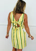Cream/Lemon Stripe Back Bow Tie Mini Dress (Reg.)