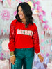 Red Merry Sequin Sleeve Sweatshirt (Reg. and Plus)