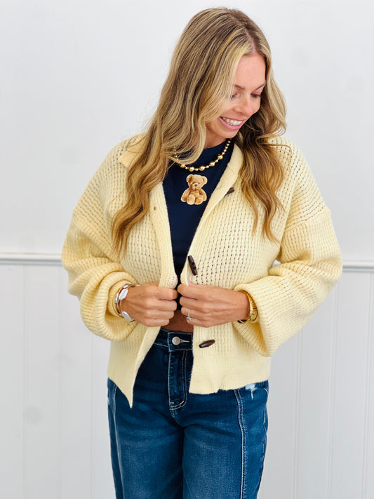 Butter Yellow Button Up Cardigan (Reg.)