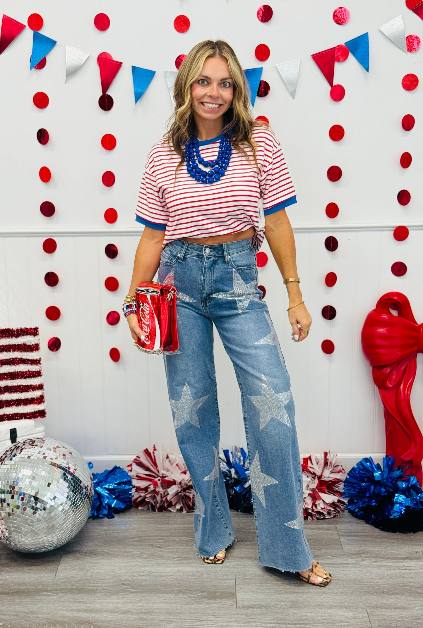 White/Red Retro Stripes Tee (Reg. and Plus)