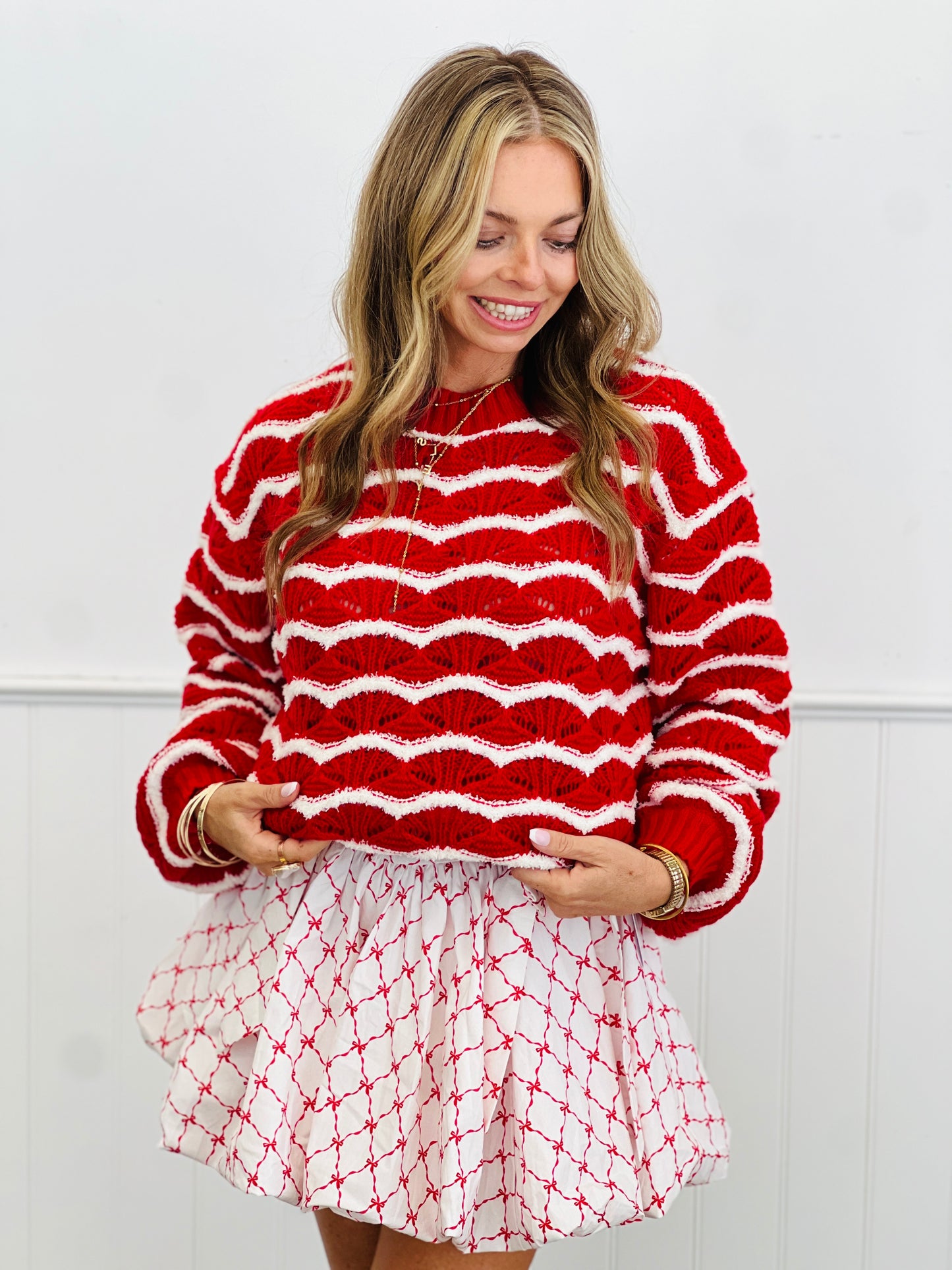 Striped Knit Sweater Top (Reg. and Plus) - 2 Colors