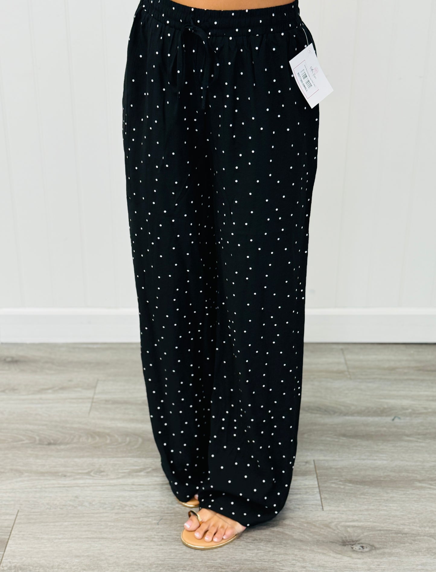 Black White Dot Wide Leg Pants (Reg.)