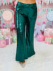 Hunter Green Sequin Ankle Slit Pants (Reg.)