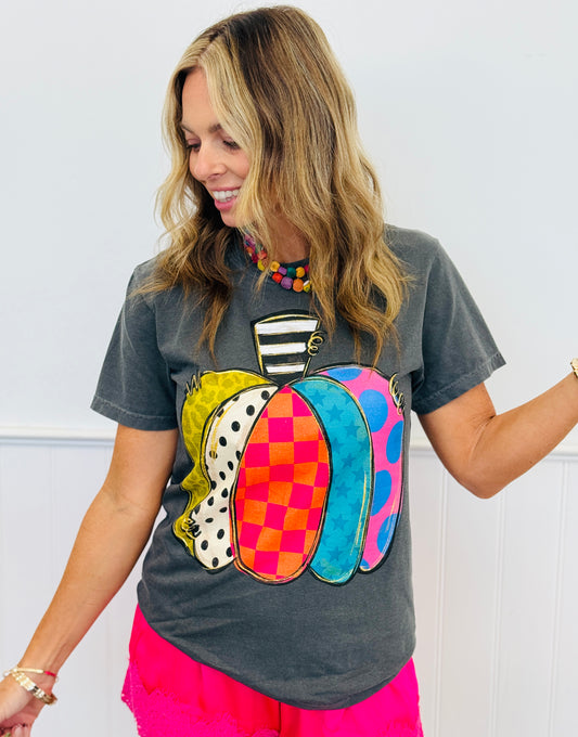 Mixed Prints Pumpkin Graphic Tee (Reg. and Plus)