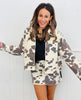 Cream Cow Print Zip Up Jacket (Reg.)