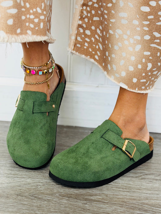Green Ronan Buckle Mule
