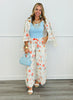 Flower Print Drawstring Wide Leg Pants (Reg.)