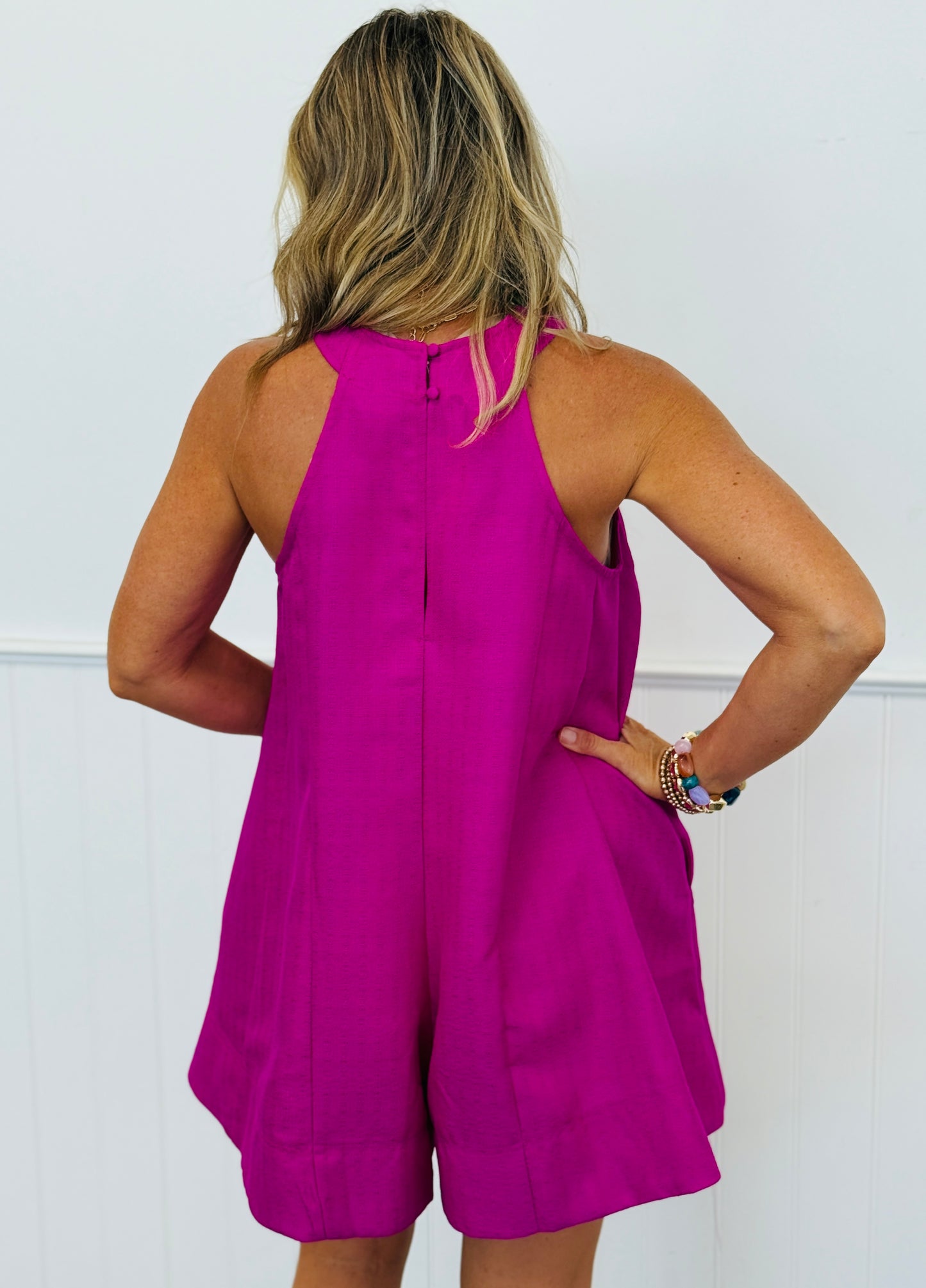 Magenta Flare Sleeveless Romper (Reg.)