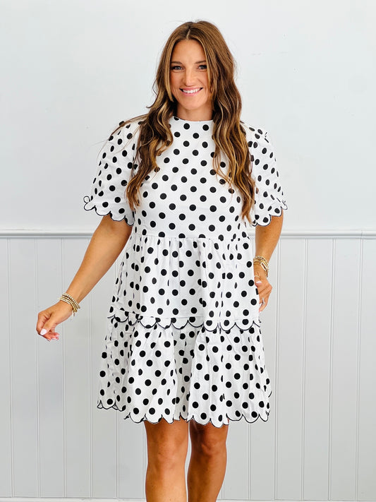 White/Black Polka Dot Mini Dress (Reg & Plus)