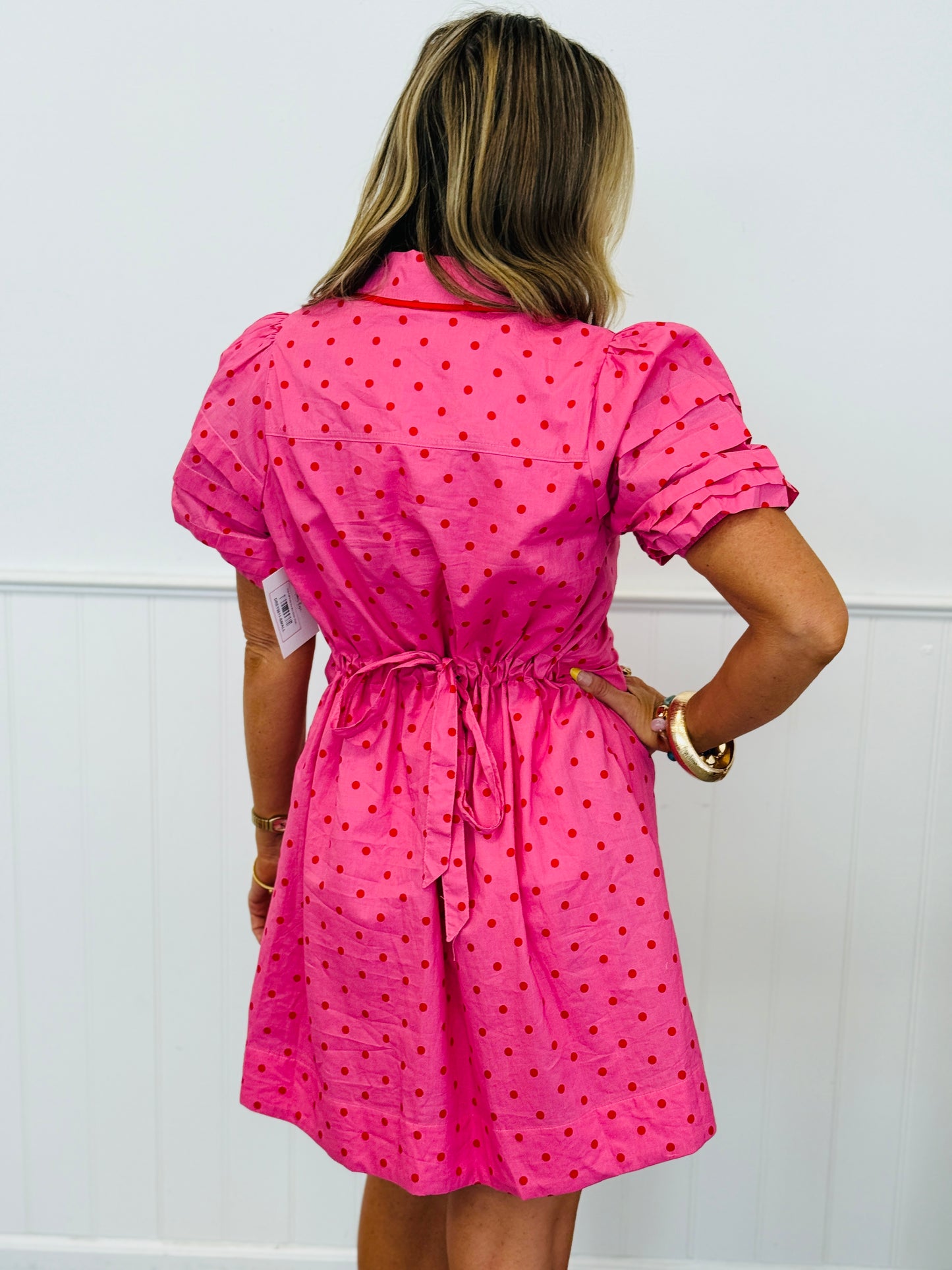 Pink Puff Polka Dot Mini Dress (Reg & Plus)