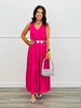 Pink Shirred Shoulder Tiered Maxi Dress (Reg. & Plus)