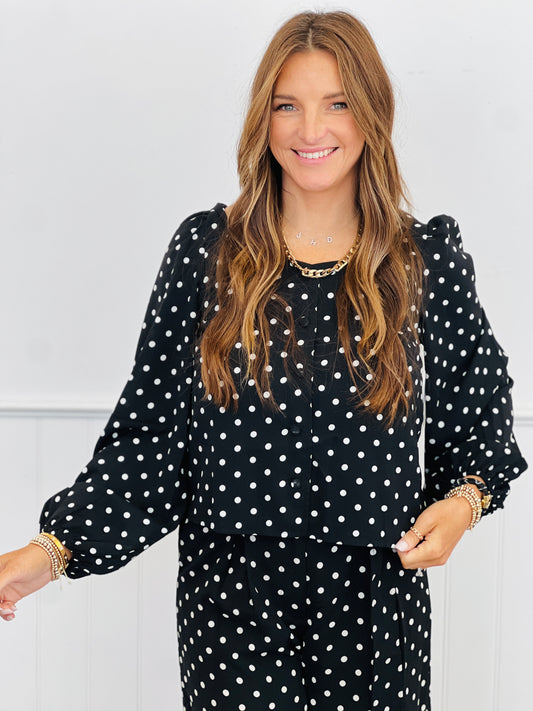 Black/Ivory Polka Dot Blouse (Reg & Plus)
