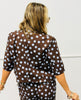 Choco/Blue Polka Dot One Button Cardigan (Reg.)