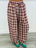 Wine Check Drawstring Lounge Pants (Reg & Plus)