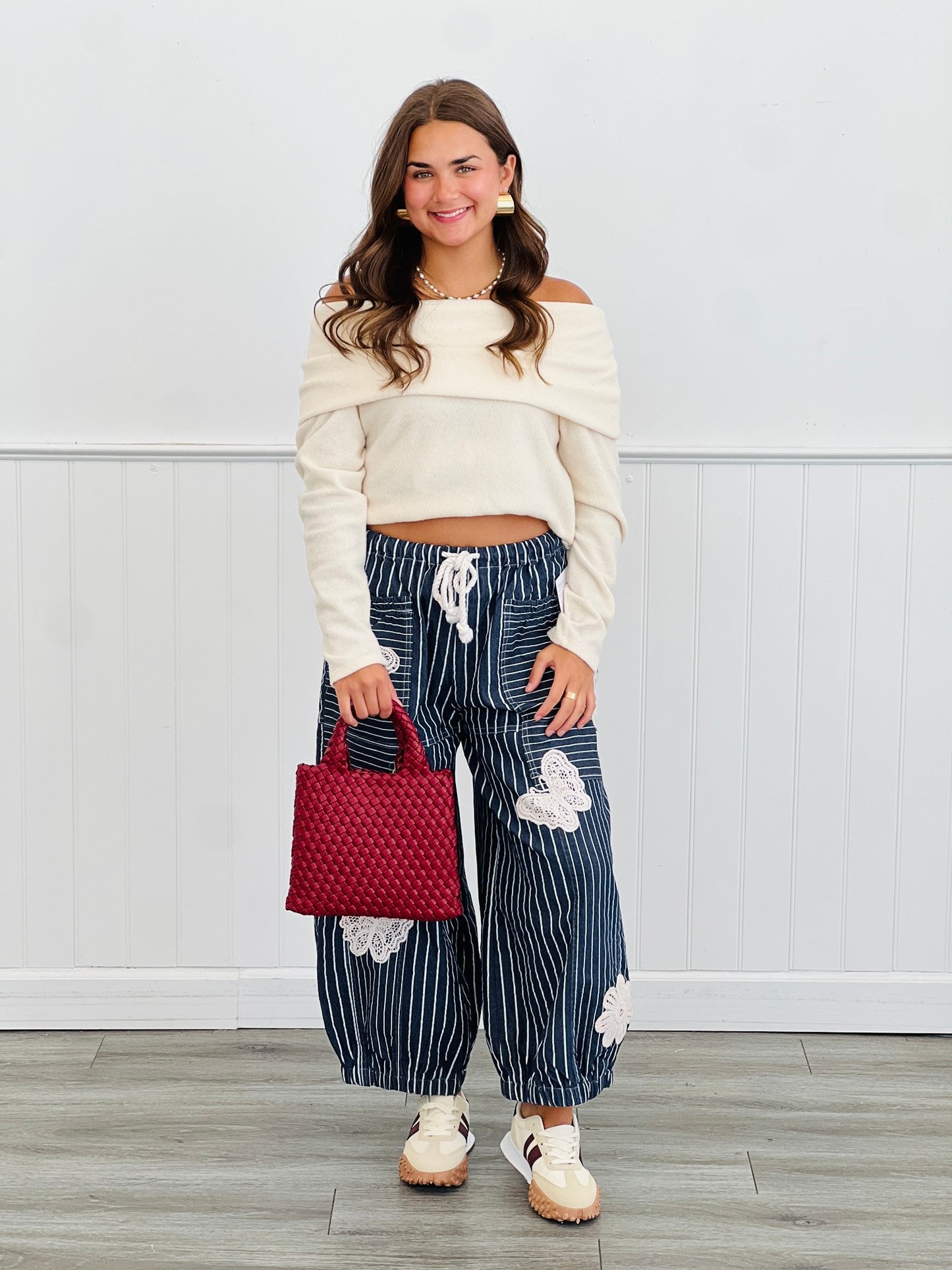 Ink Denim Stripe Butterfly Barrel Pants (Reg & Plus)