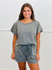Ashed Denim Blue Top & Shorts Set (Reg & Plus)
