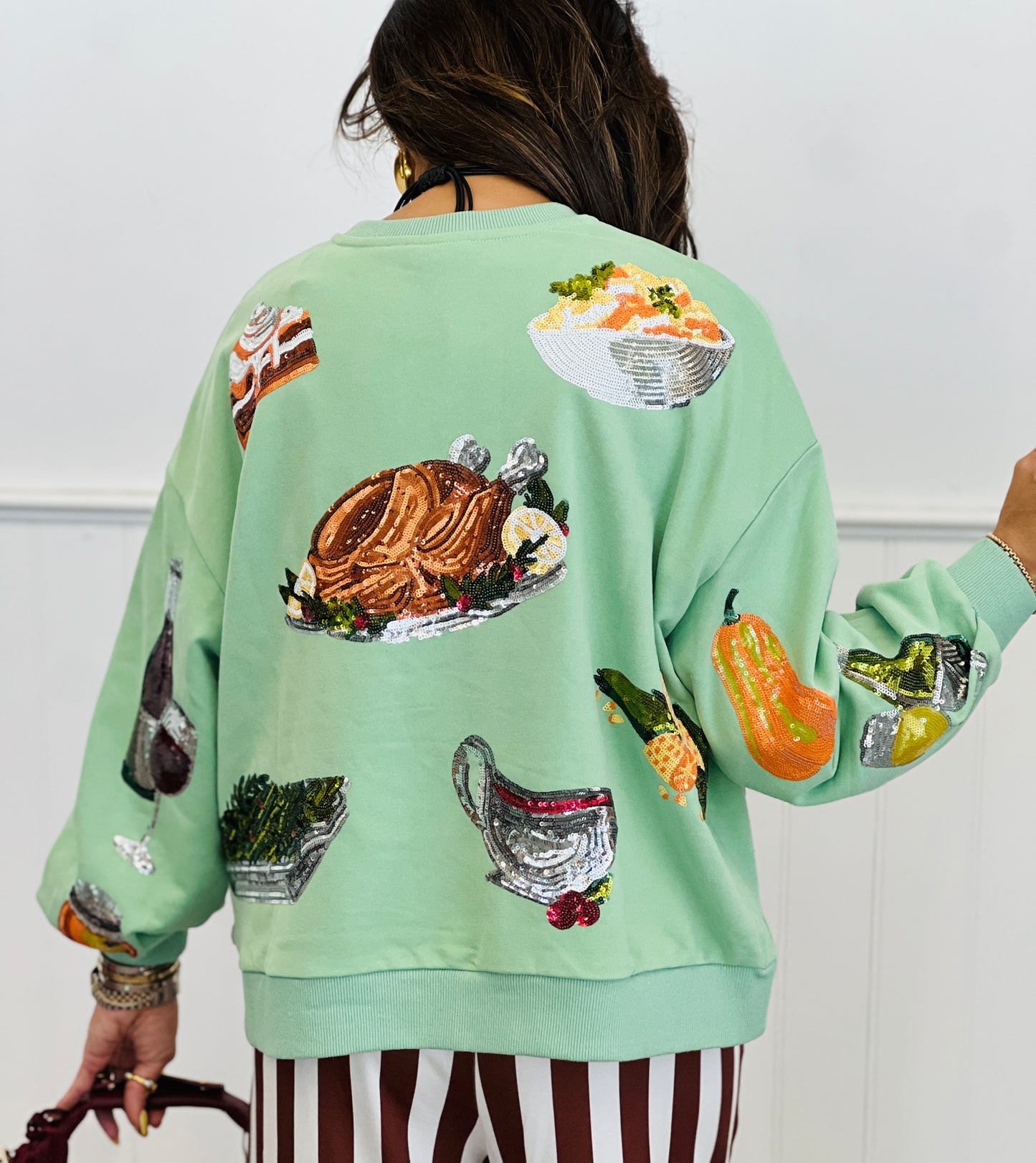 Queen Of Sparkles Mint Queen of Turkey Sweatshirt (Reg. and Plus)