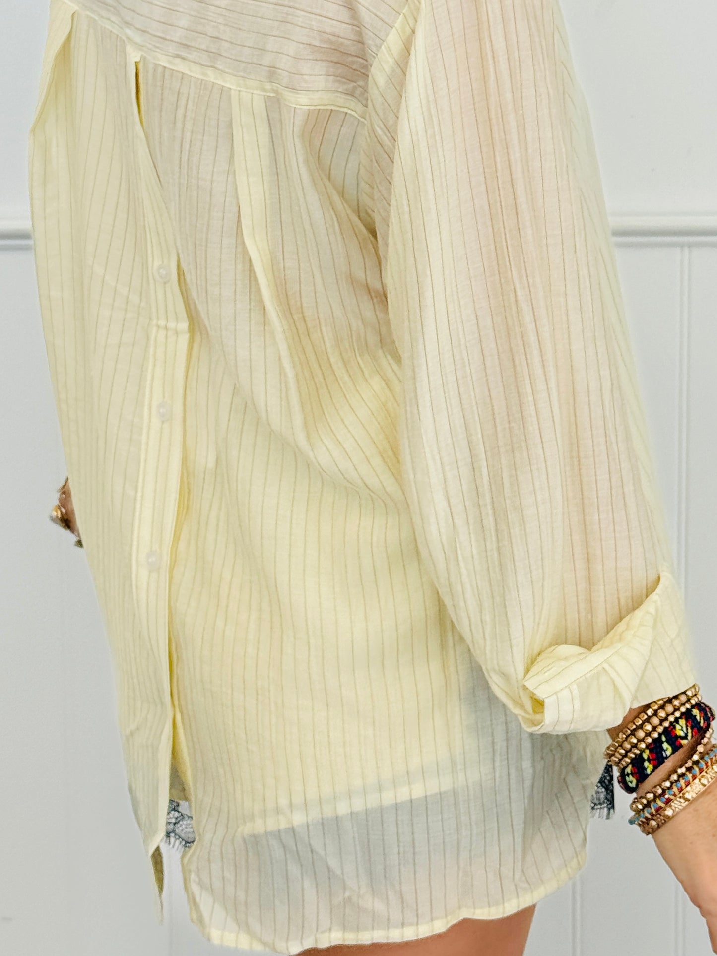 Butter Yellow Tonal Stripe Button Down Shirt (Reg.)