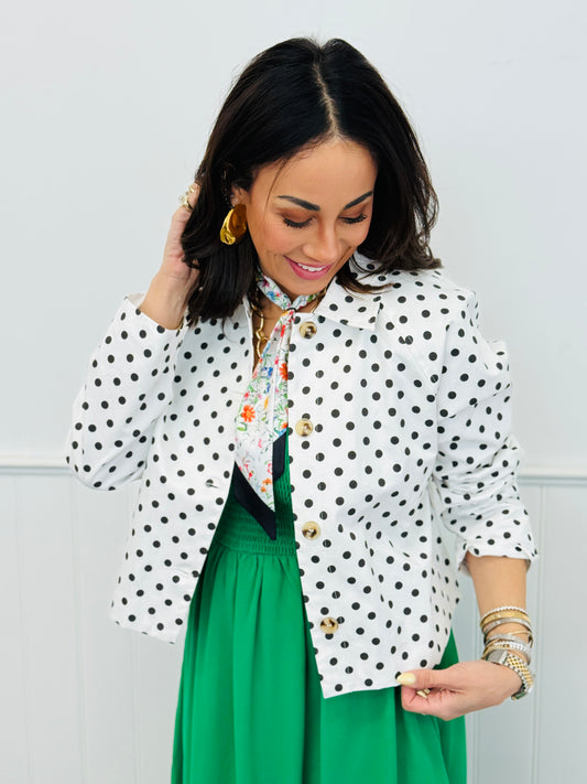 White/Black Polka Dot Boxy Jacket (Reg.)