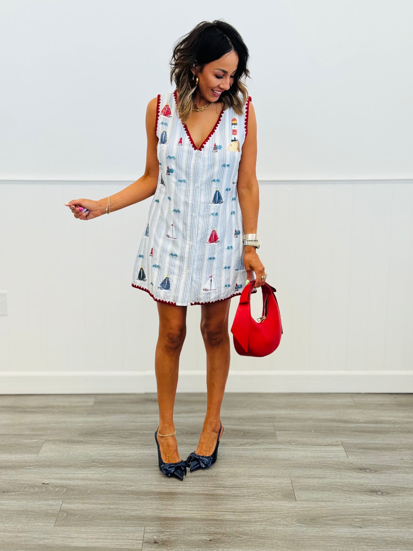 Queen Of Sparkles Striped Sequin Sailboat Tank Dress (Reg. and Plus)