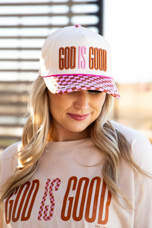 God Is Good Checkered Hat