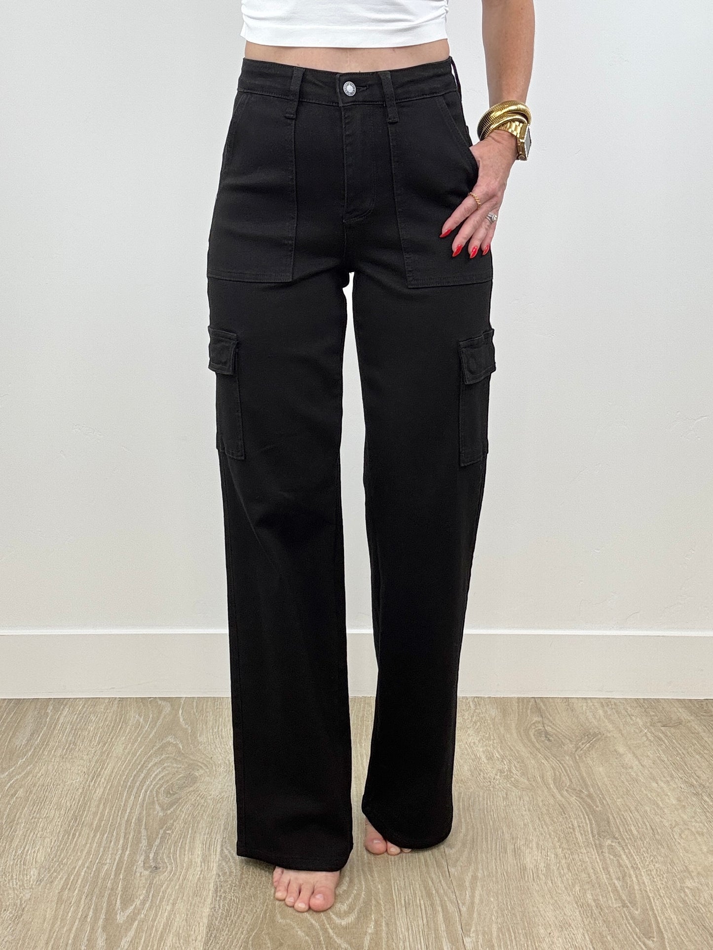 Judy Blue Black Make Your Day Cargo Jeans (Reg. and Plus)