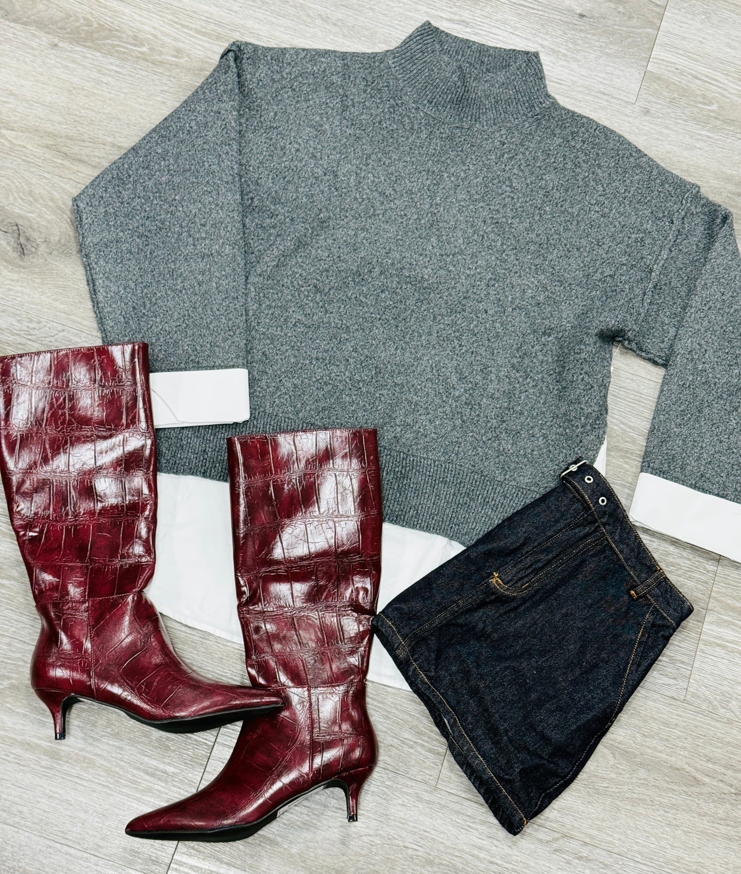 Charcoal High Neck Sweater Top (Reg.)