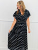 Black Polka Dot Smocked Waist Midi Dress (Reg. and Plus)