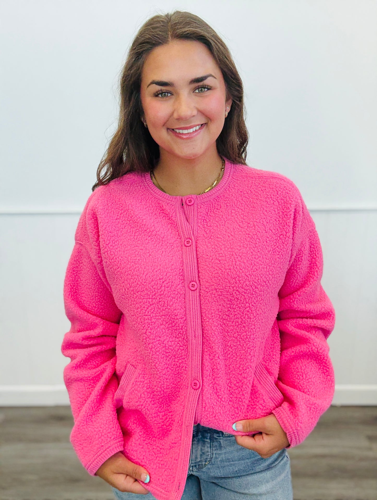 Punch Button Down Sherpa Jacket (Reg.)