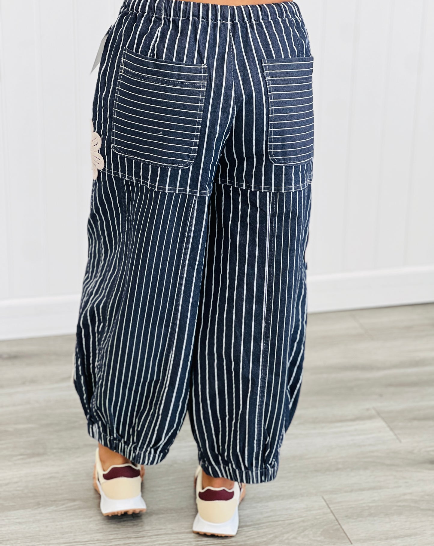 Ink Denim Stripe Butterfly Barrel Pants (Reg & Plus)