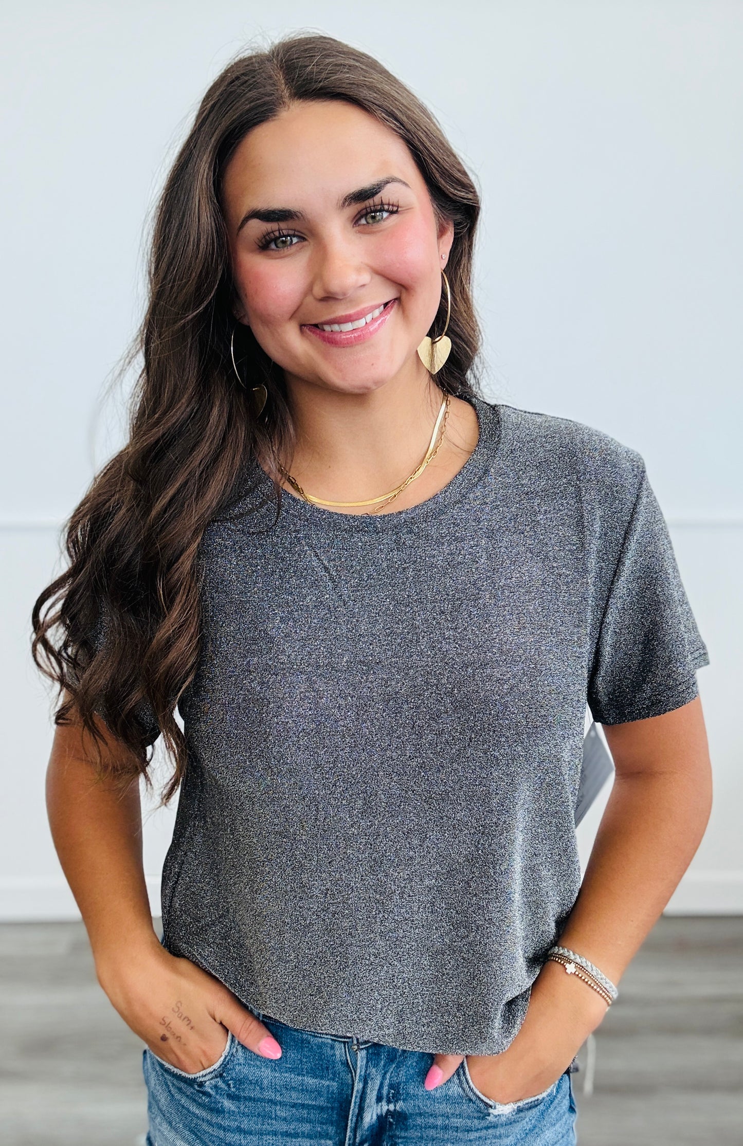 Sparkly Lurex Tunic Top (Reg. & Plus)- 3 Colors