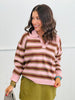 Multi Stripe Polo Sweater Top (Reg.) - 2 Colors